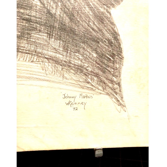 VTG 1972 Art Class Pencil Drawing Portrait~Johnny Mathis~Signed W.Kenney 17"x14" - Picture 2 of 7
